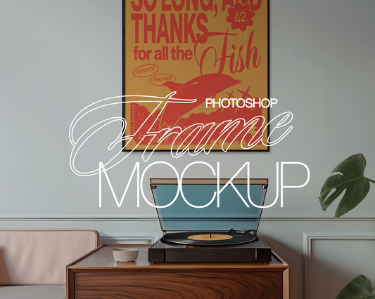 Movable Frame with Retro Record Player Mockup