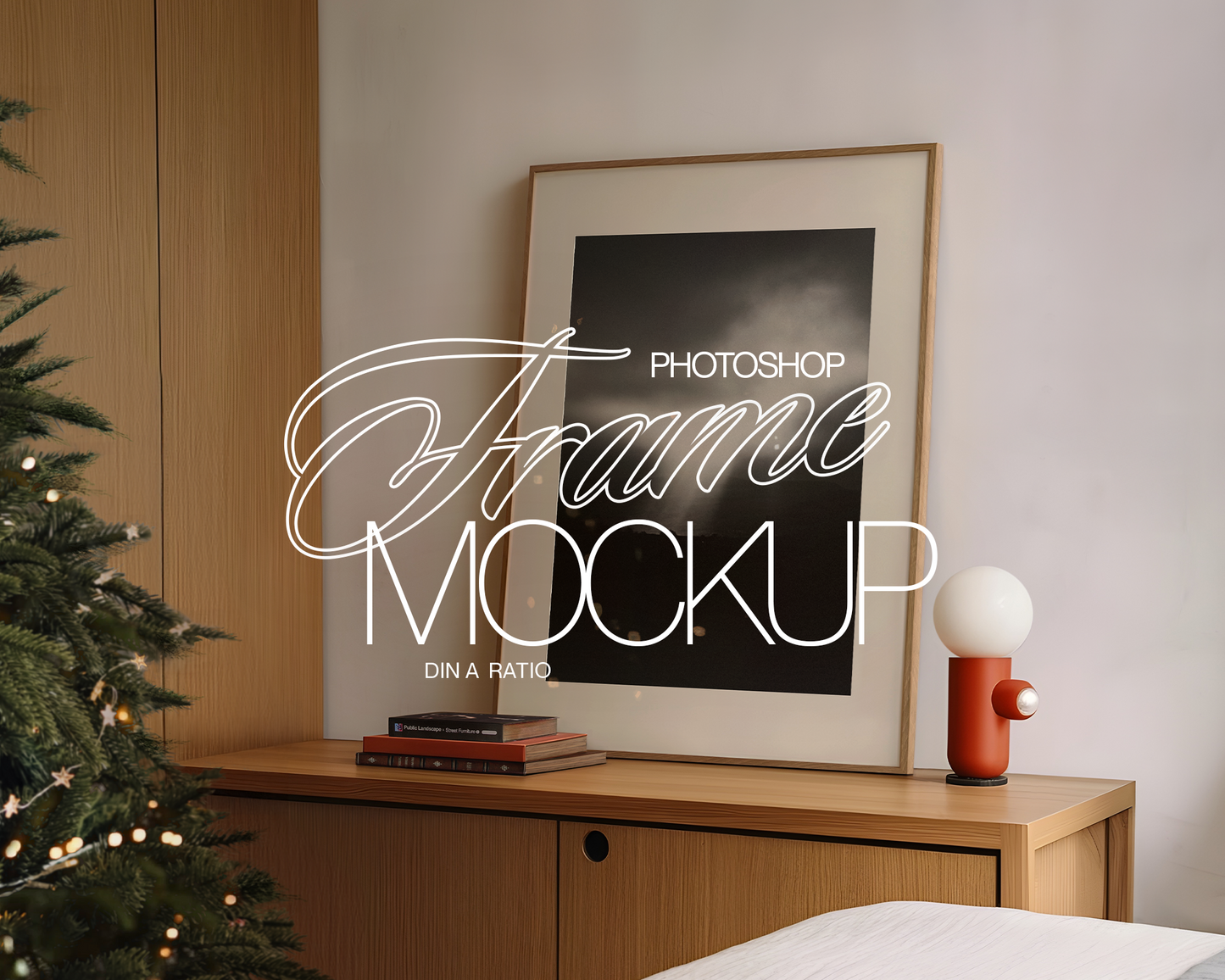 DIN A Leaning Frame Festive Mockup