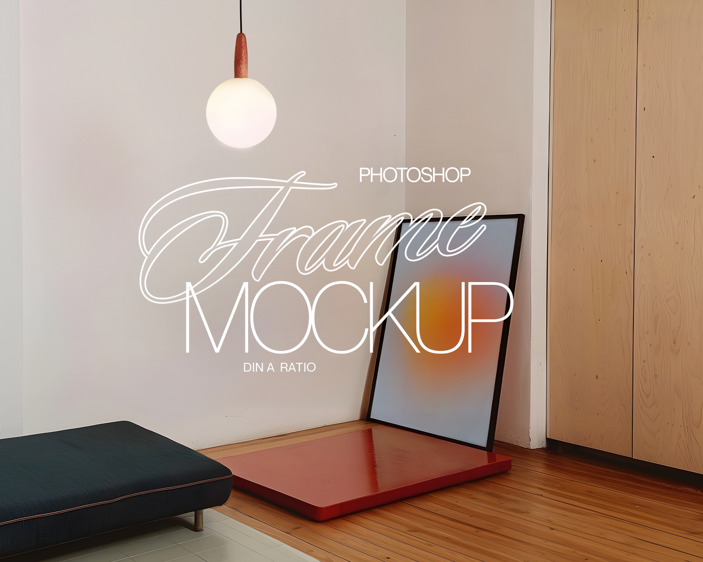 DIN A Black Frame with Optional Poster Retro Mockup