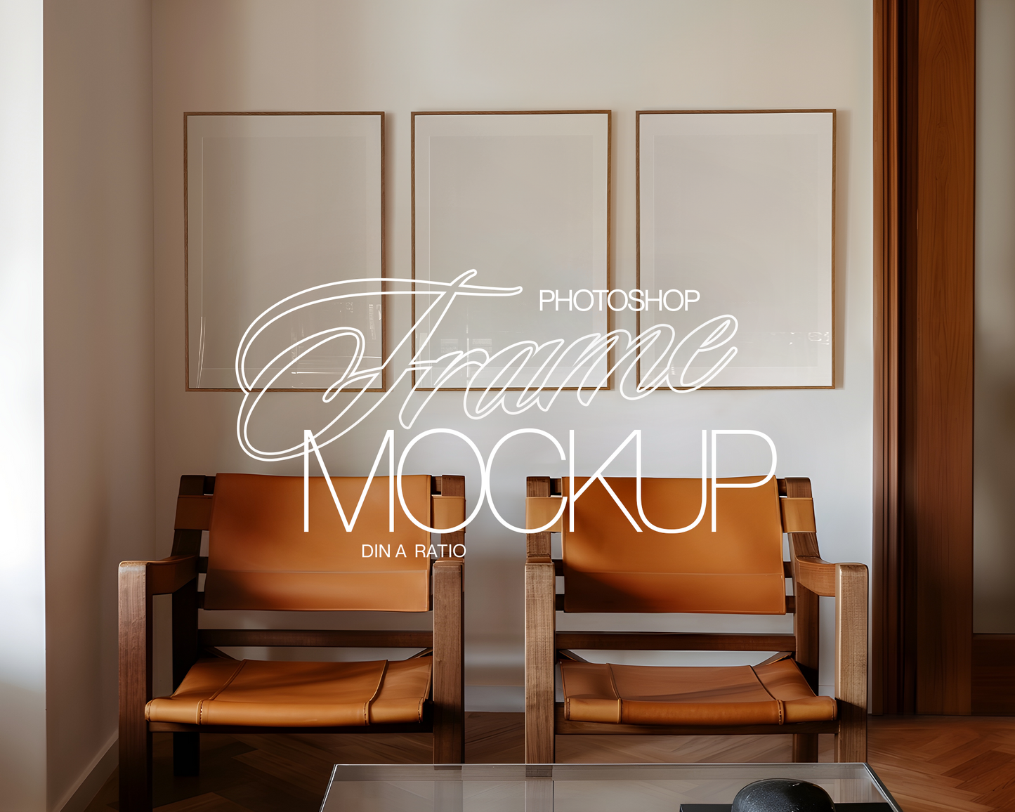 Three Frames in Retro Interior Mockup