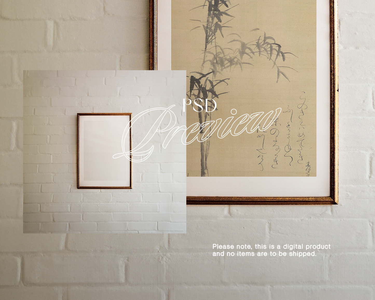 DIN A Metallic Frame Freebie on White Brick Mockup