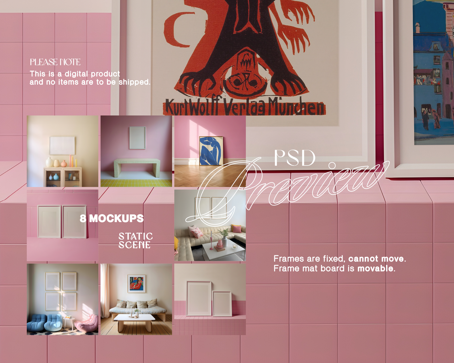 Retro Pastel Frame Mockup Bundle of 8