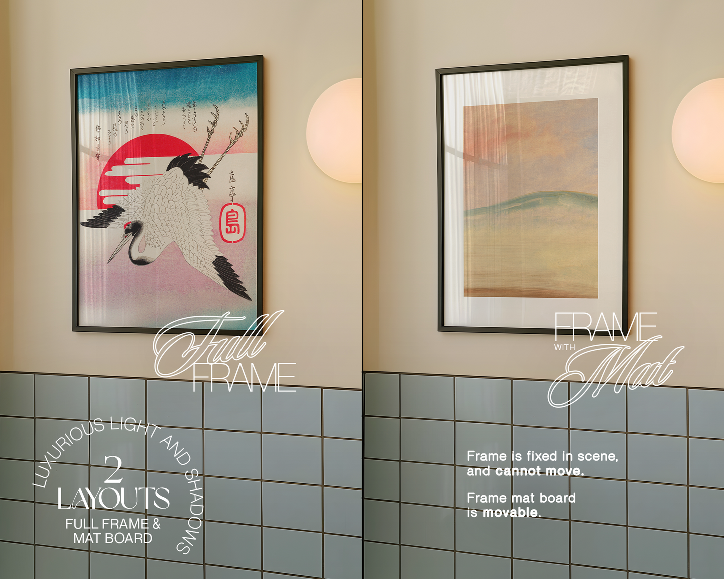 A3 Black Frame in Retro Washroom Mockup