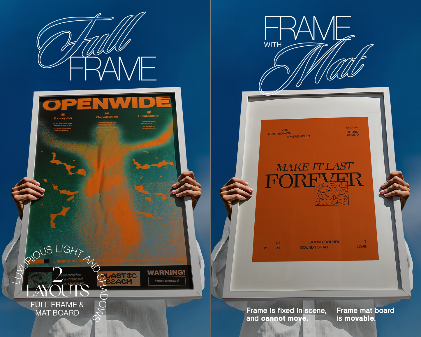 DIN A White Frame Blue Sky Mockup