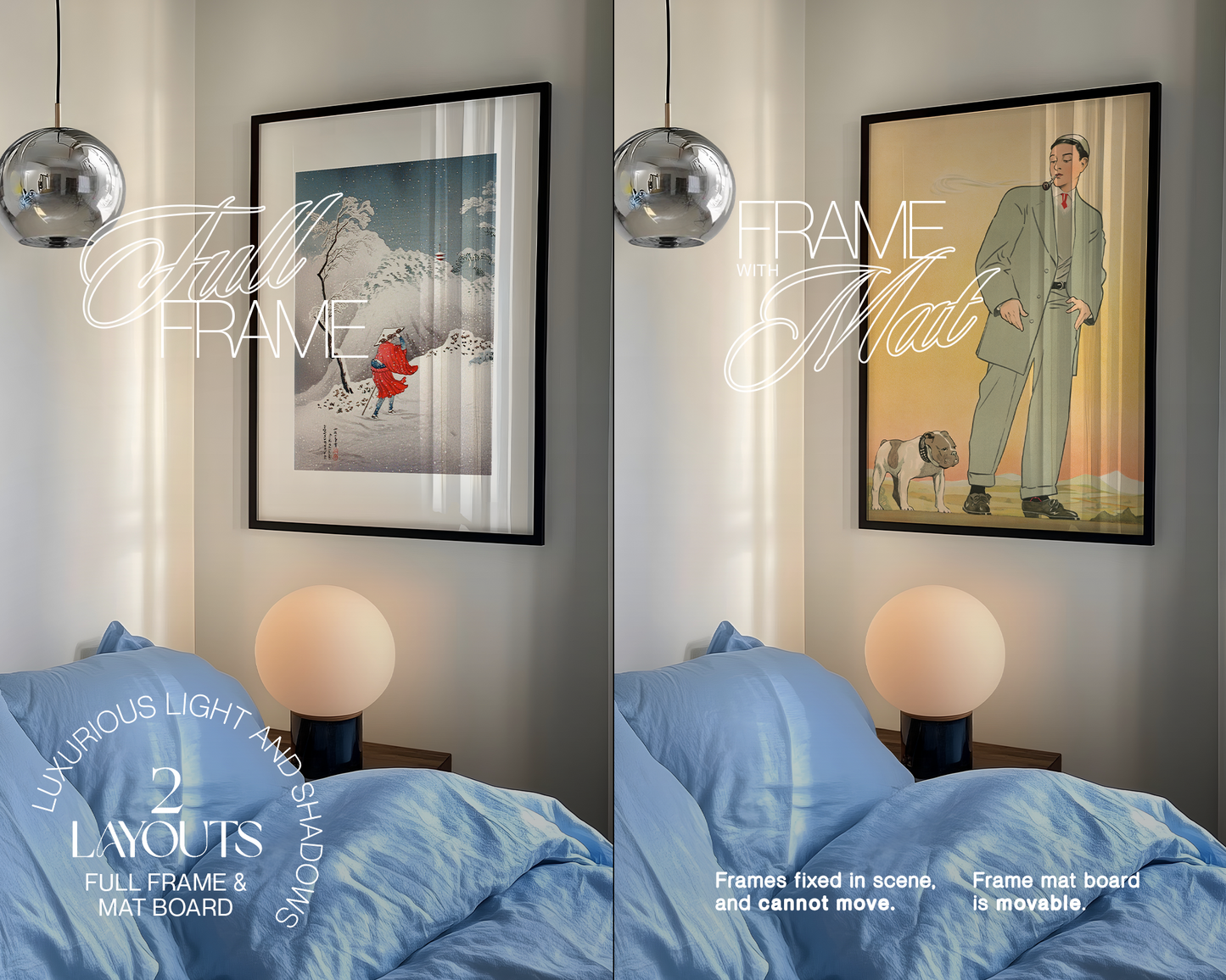 4 x Frame Mockups in Styled Home Interiors Bundle