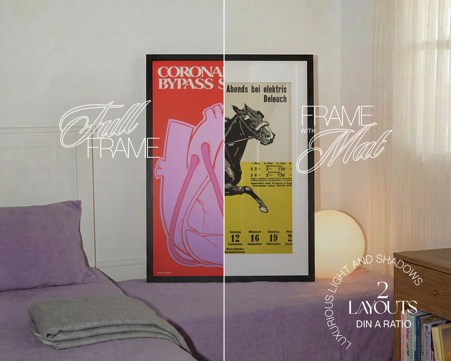 Black Frame in Aesthetic Retro Scene Mockup