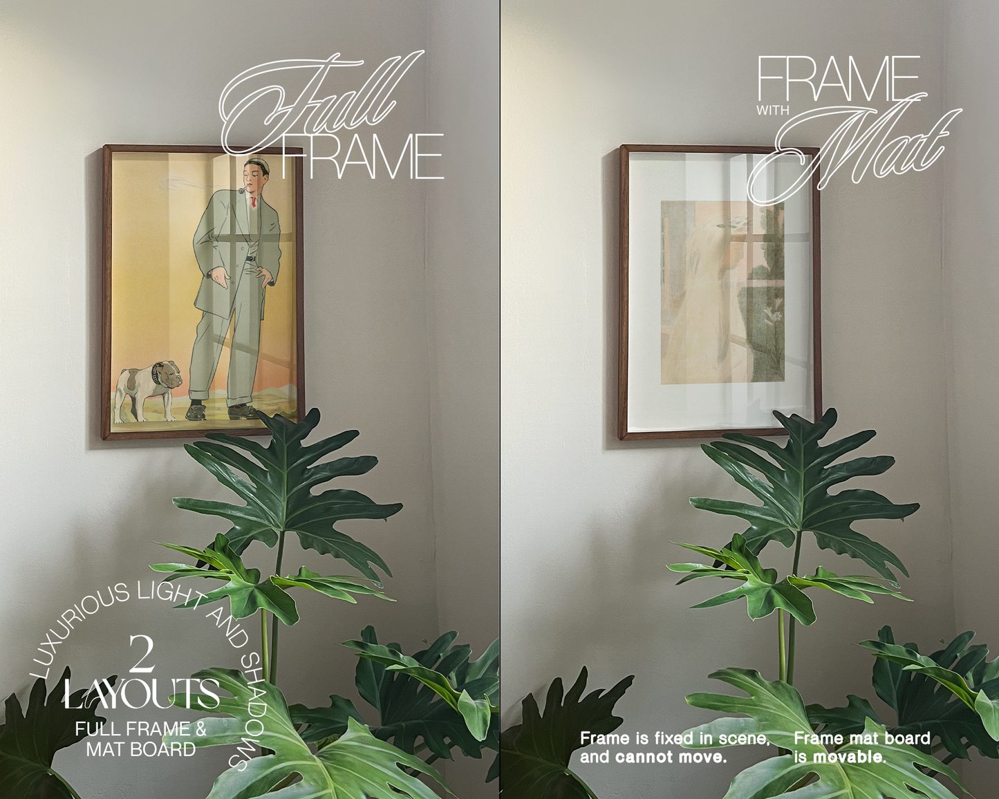 DIN A Walnut Frame Reflective Glass Mockup