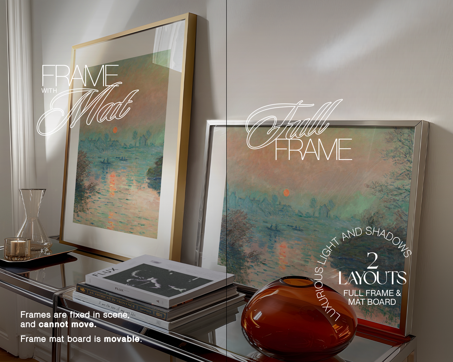 DIN A Metallic Frames Entryway Scene Mockup