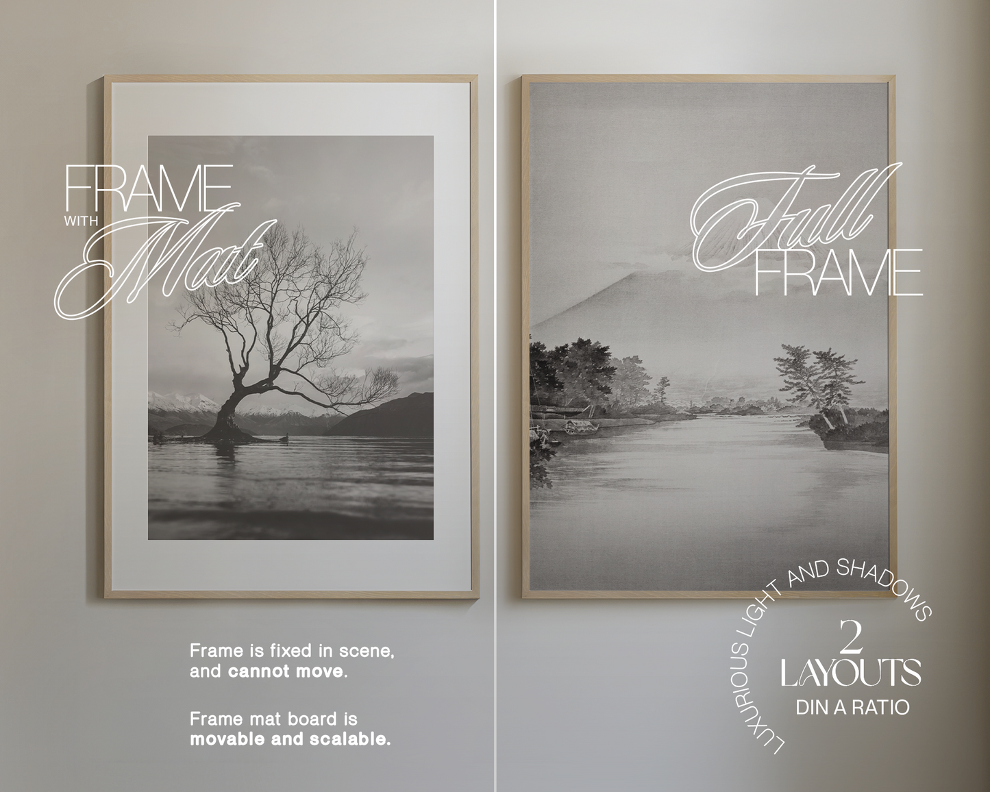 DIN A Minimal Wall Art Two Frame Mockup