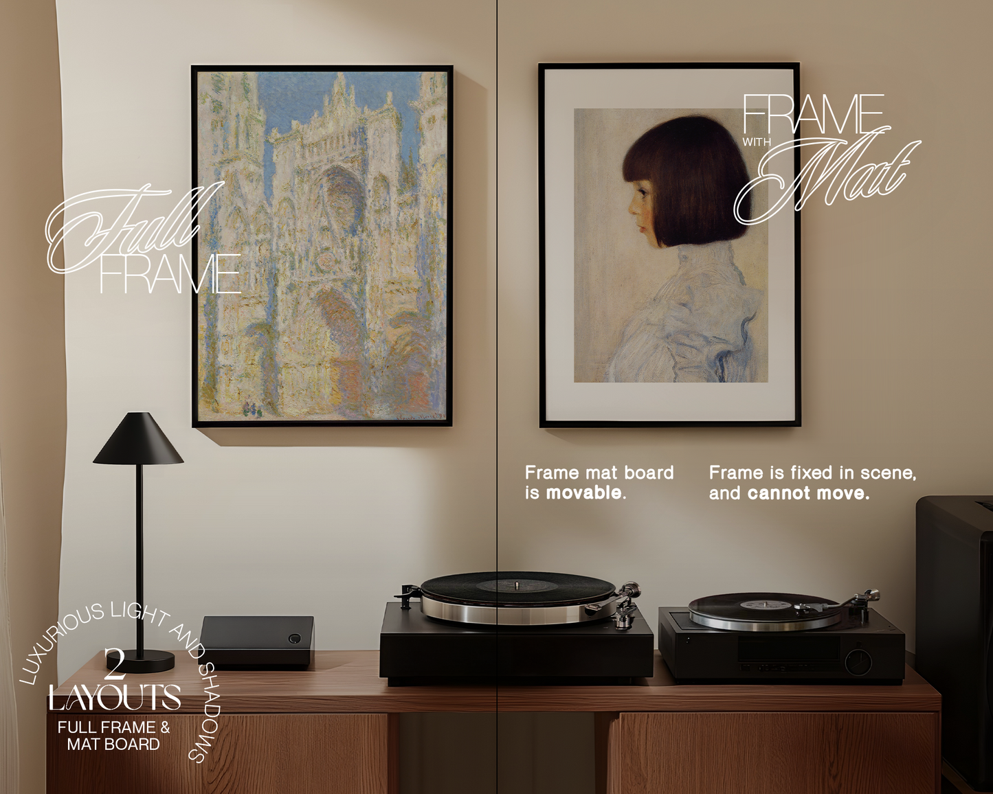 Set of Two Frames Retro Vinyl Scene Mockup