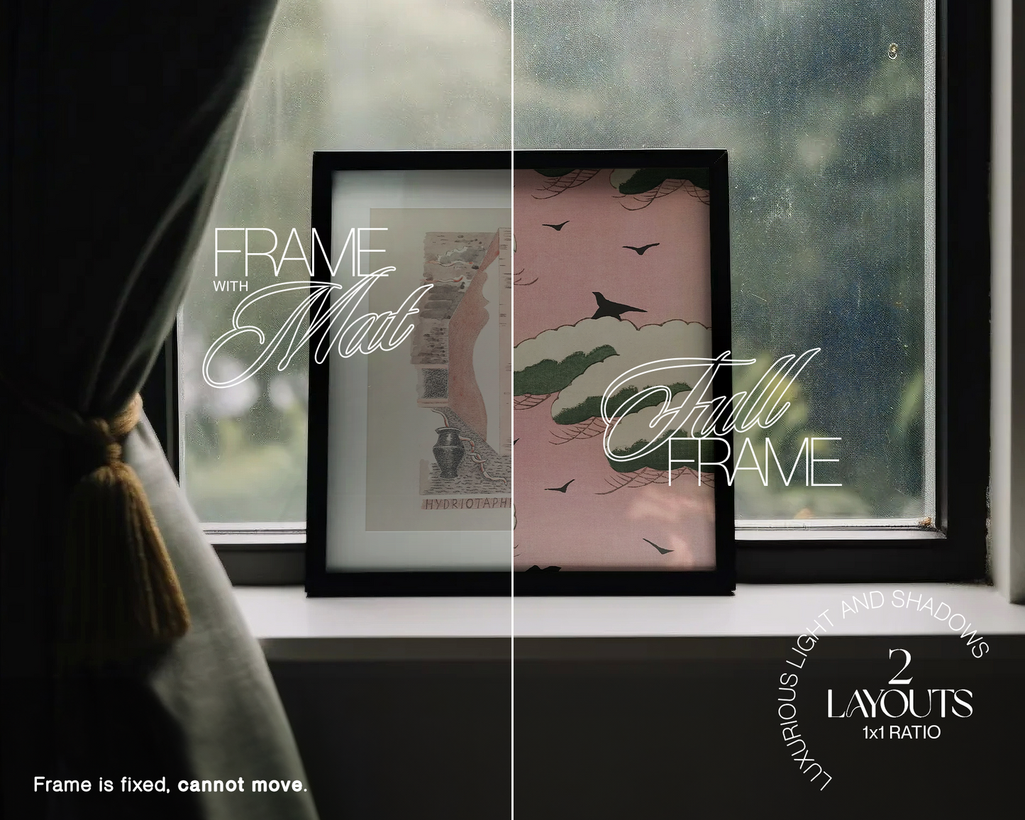 1x1 Black Frame on Windowsill Mockup
