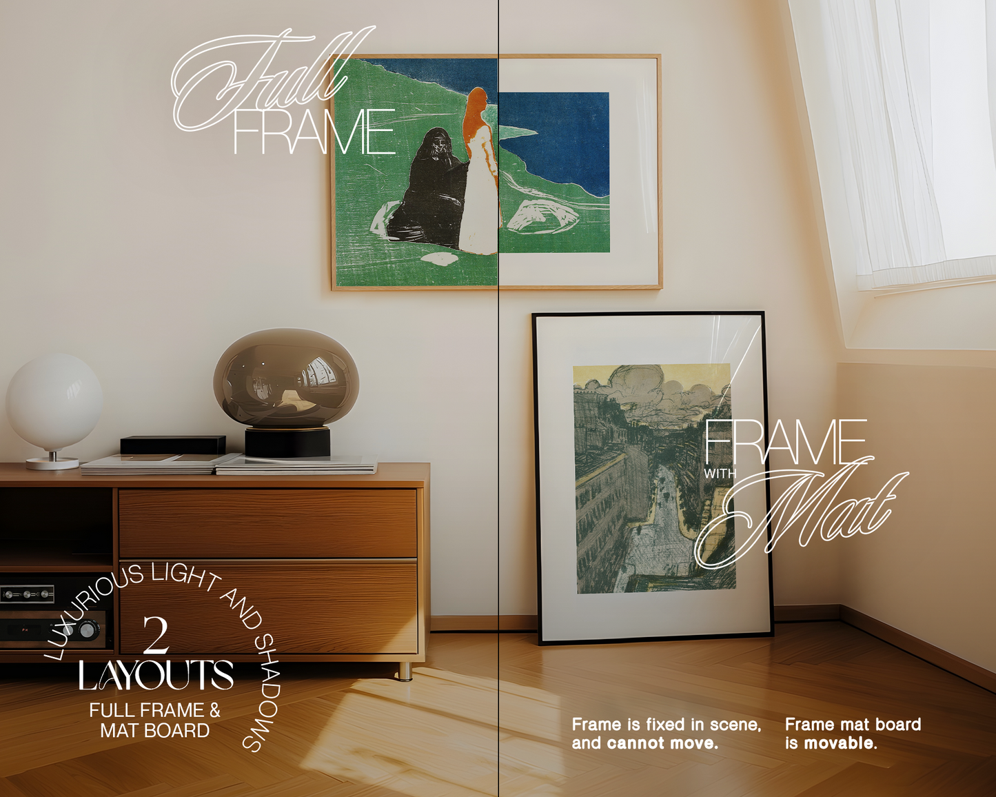 DIN A Horizontal and Vertical Frame in Classic Interior Mockup