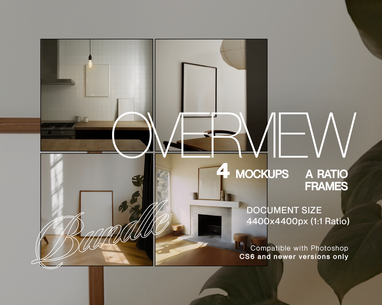 DIN A Frames with Ambient Lighting Mockup Bundle of 4
