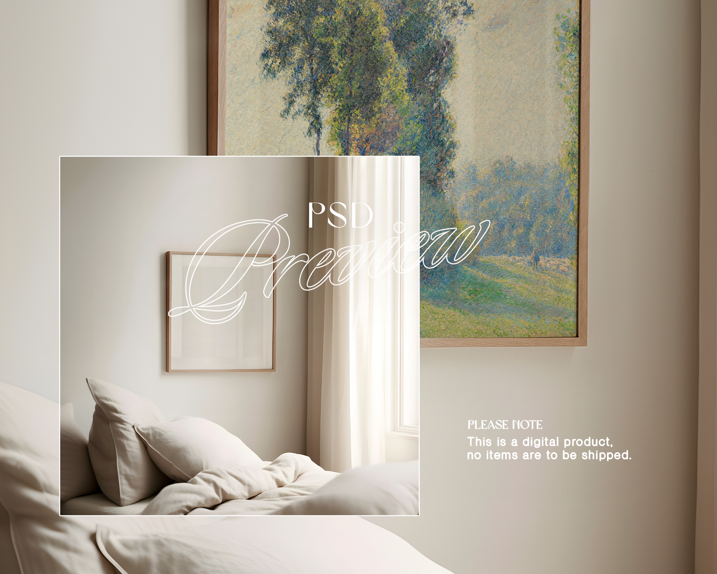 1x1 Wood Frame Luxurious Bedroom Mockup