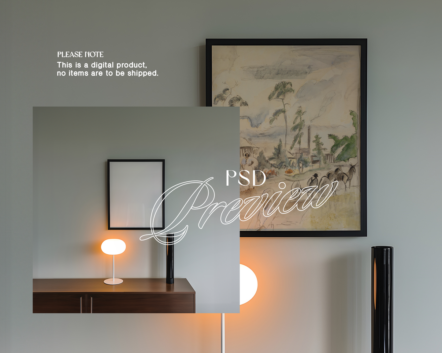 4x5 Black Frame with Warm Moody Lighting Mockup