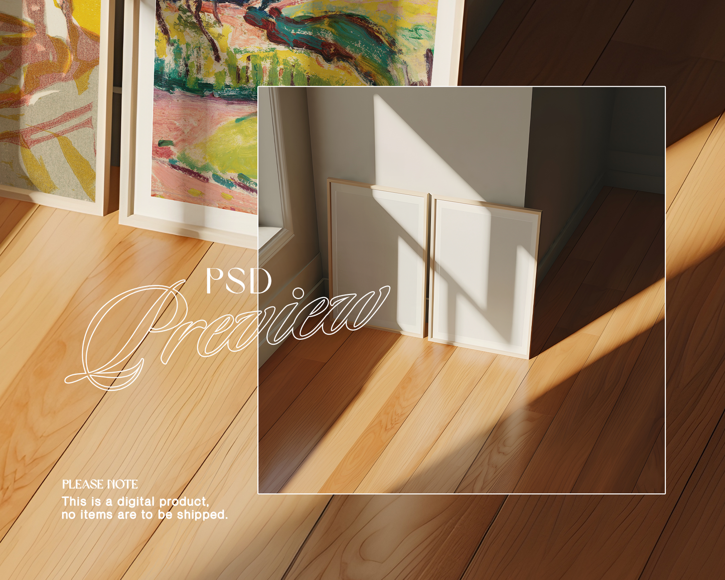 Set of Two DIN A Leaning Frames Sunlit Mockup