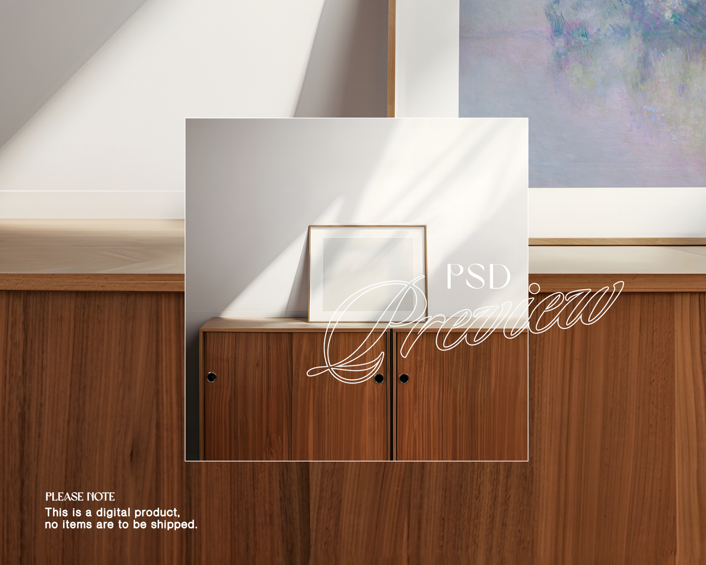 4x5 Landscape Frame on Credenza Mockup