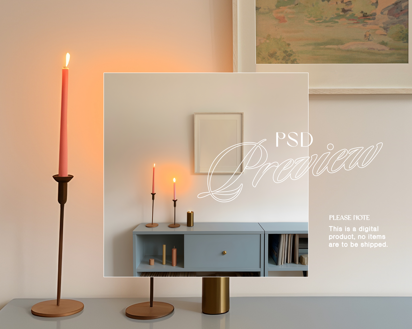 4x5 Frame Pastel Interior Mockup