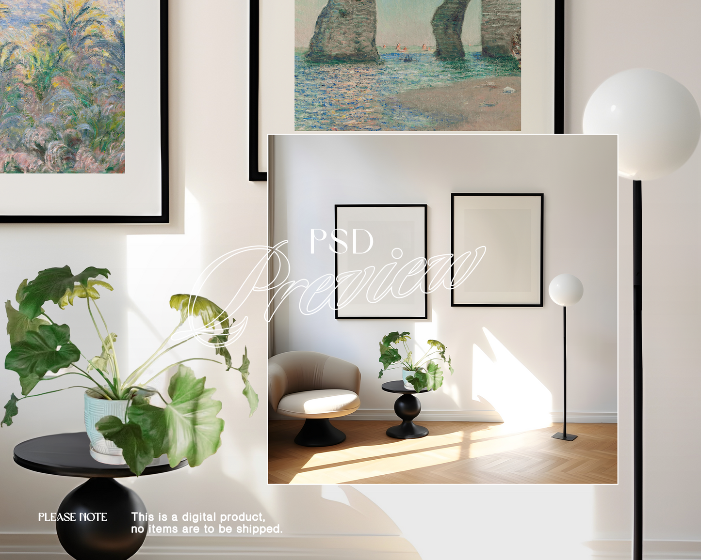 Two 4x5 Black Frames Luxury Interior Mockup