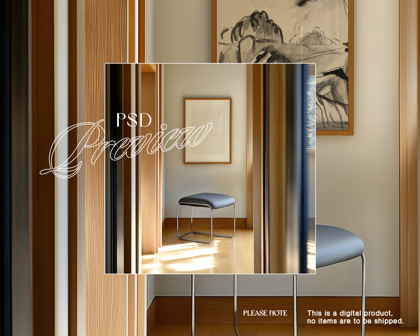 DIN A Wood Frame Entryway Mockup