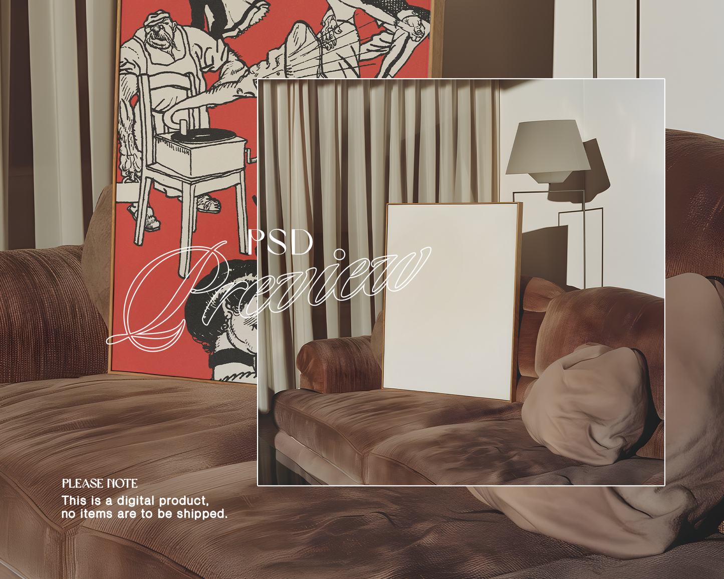 DIN Canvas Frame on Couch Mockup