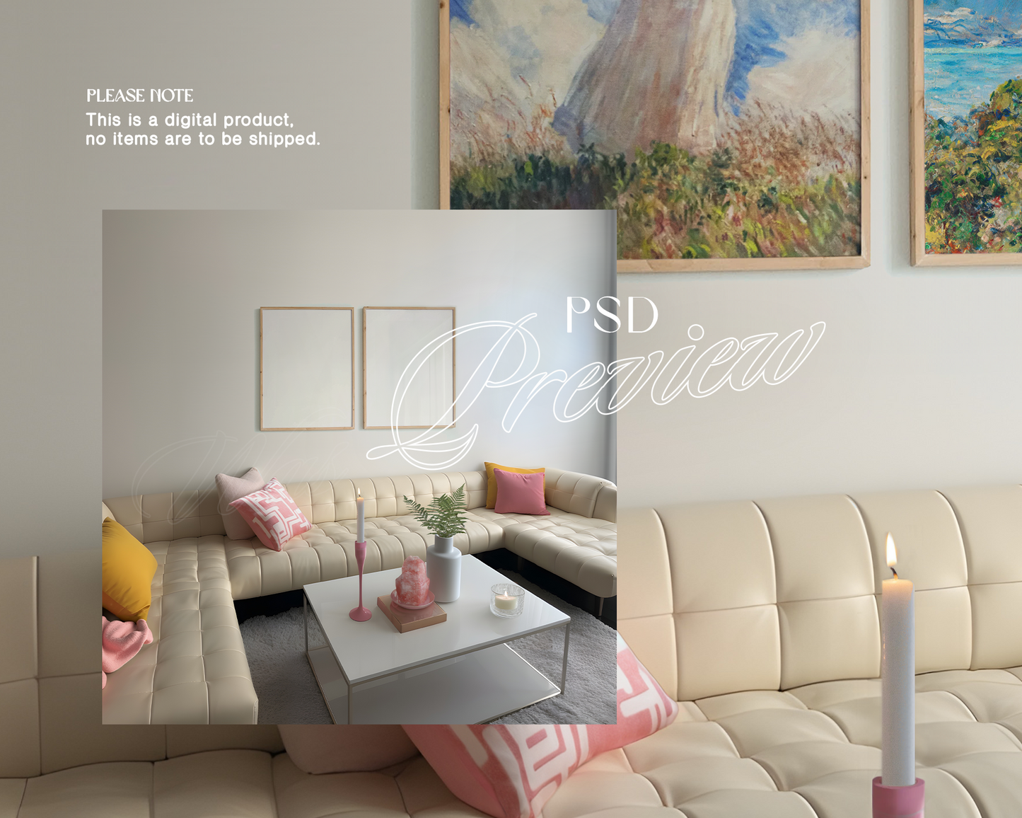 Two 4x5 Frames in Retro Living Scene Mockup