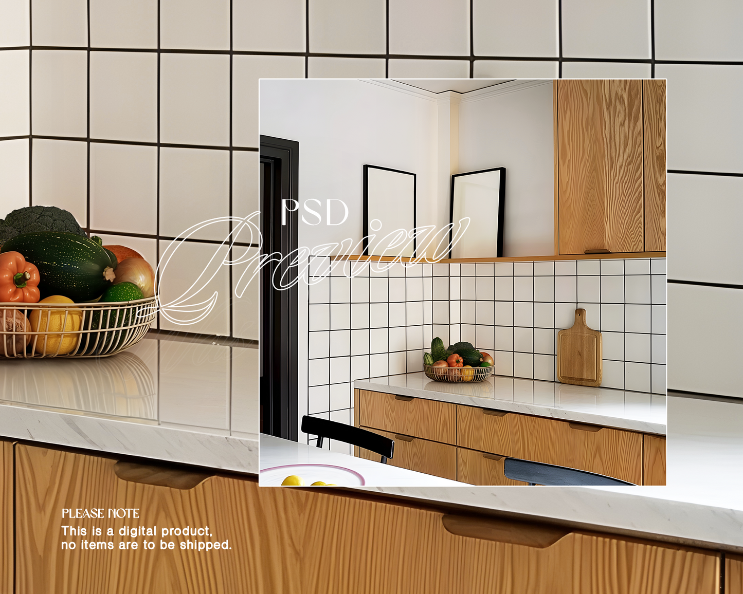Two A4 Black Frames Kitchen Interior Mockup