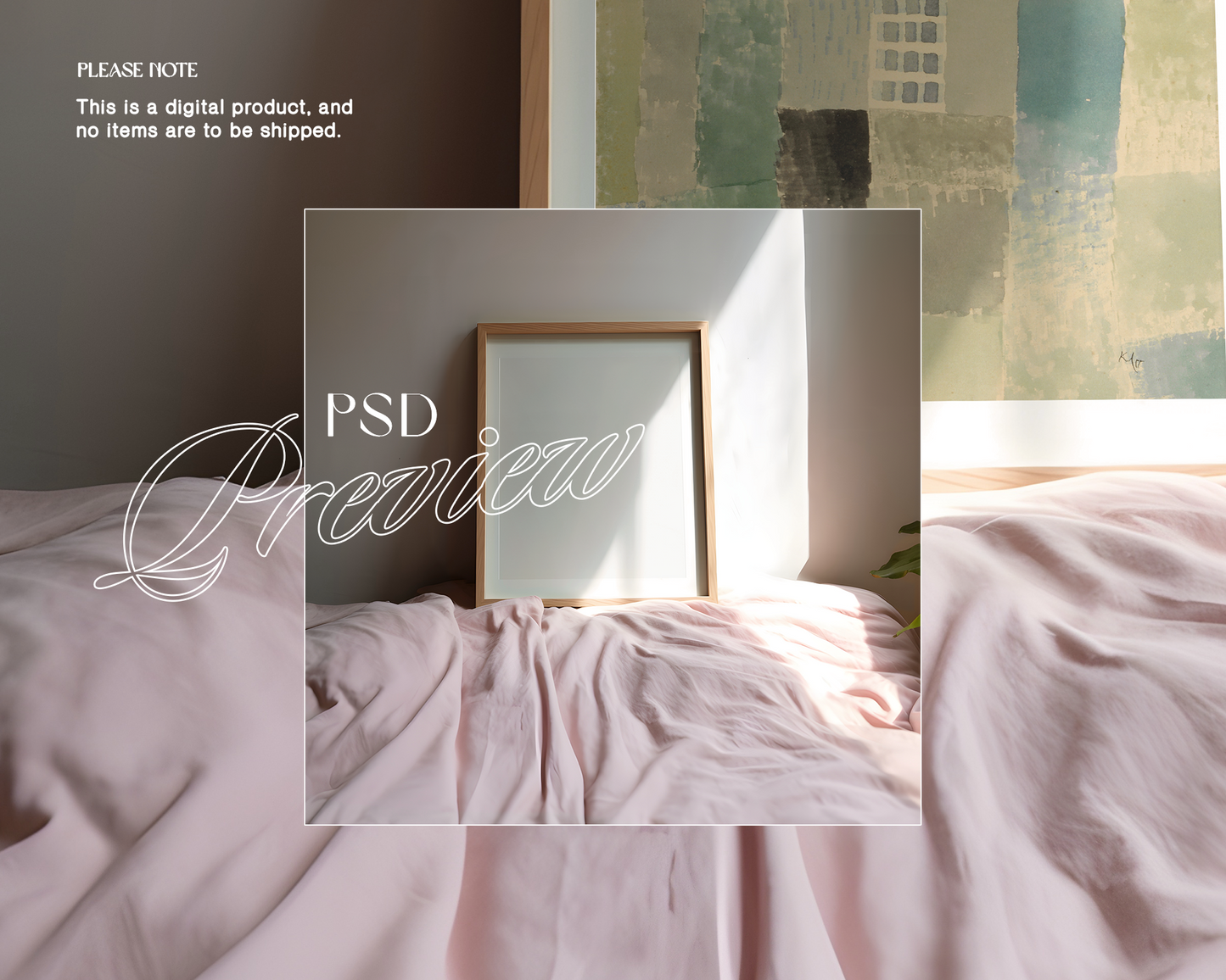 4x5 Wood Frame Pastel Bed Mockup