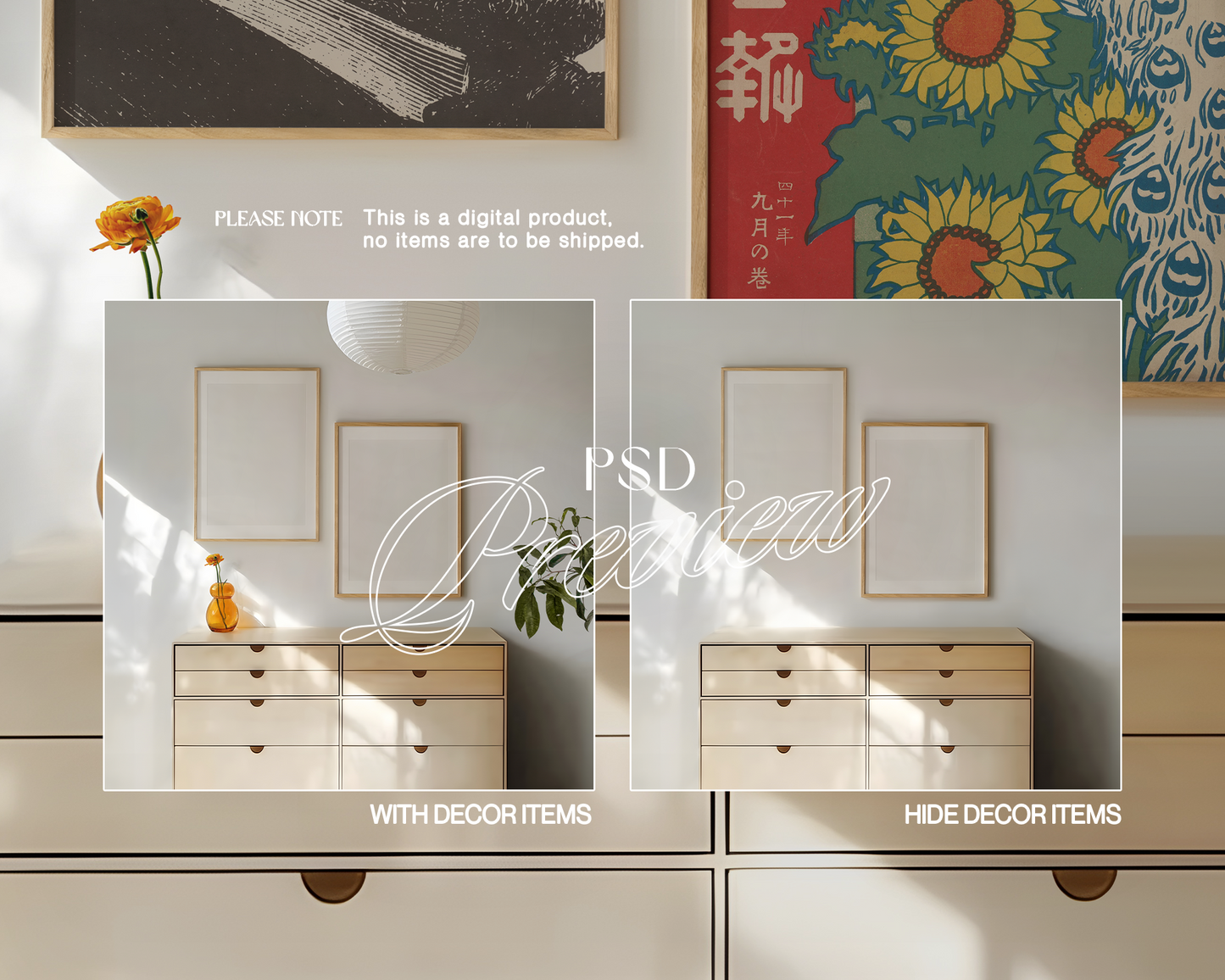 Set of Two Frames Interior Scene Mockup
