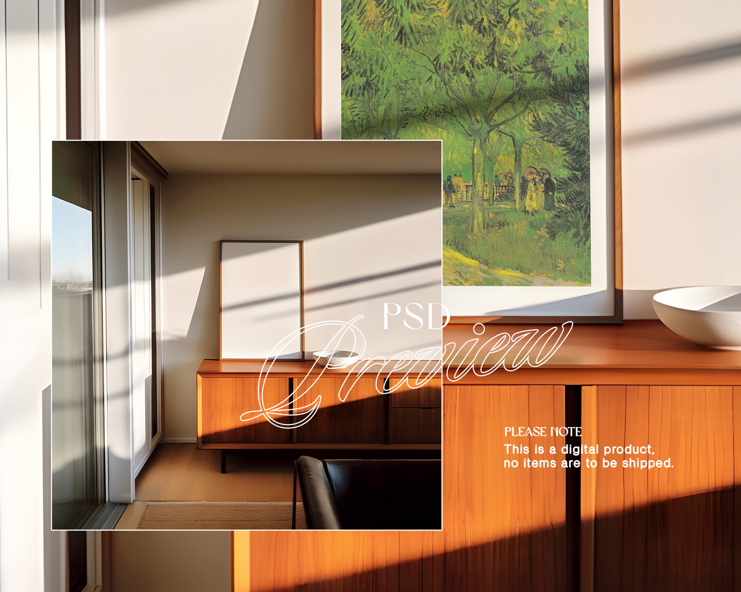 DIN A Wood Frame Ambient Light Mockup