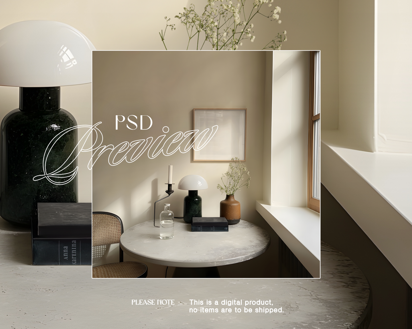 1x1 Wood Frame Styled Interior Mockup