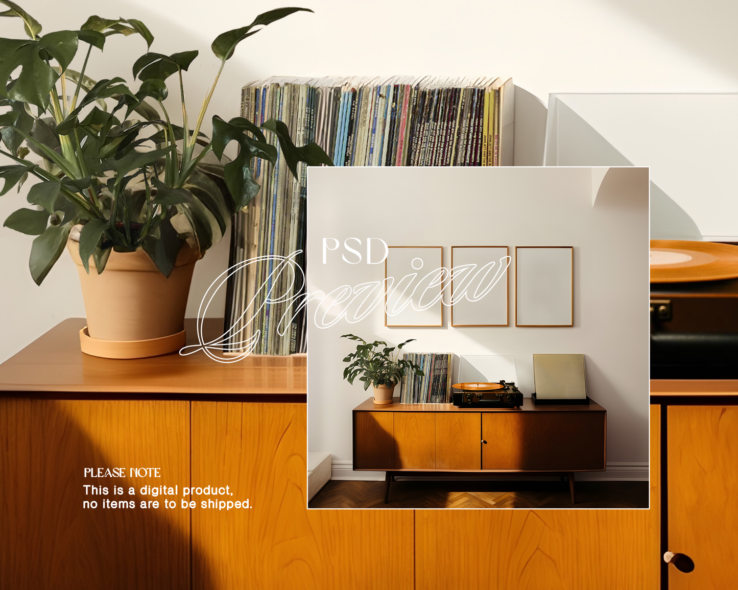 Three DIN A Frames and Vinyl Cover Mockup