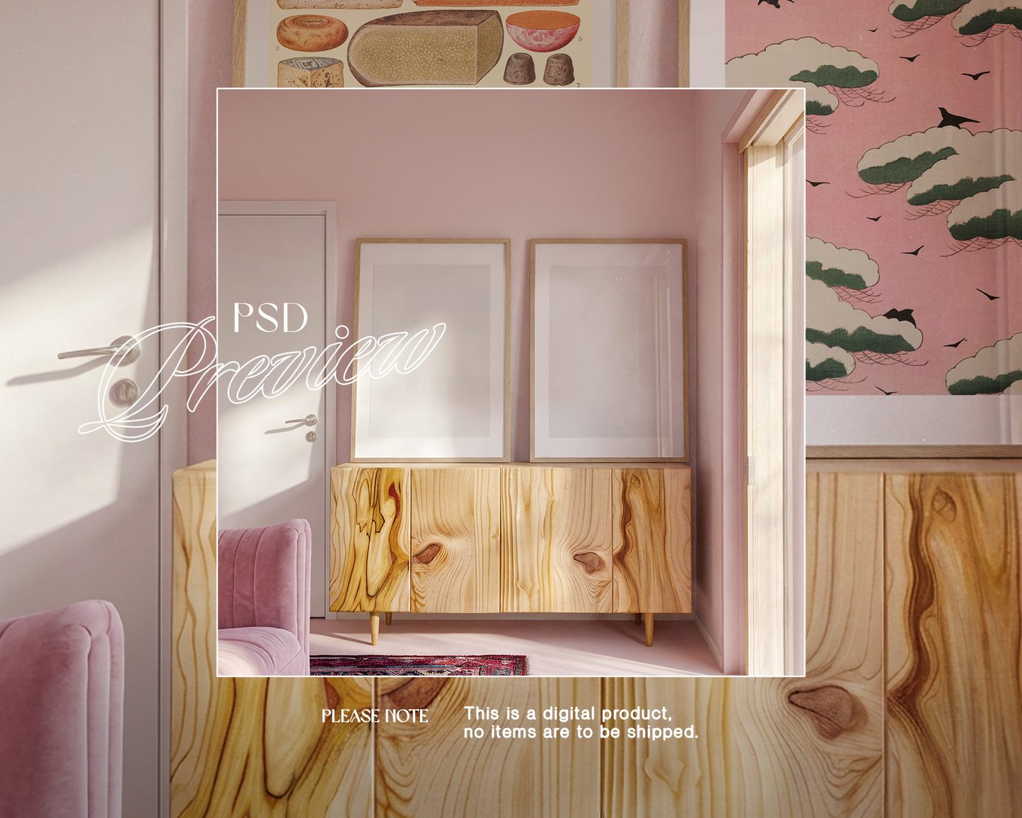 Two DIN A Frames in Aesthetic Pink Scene Mockup