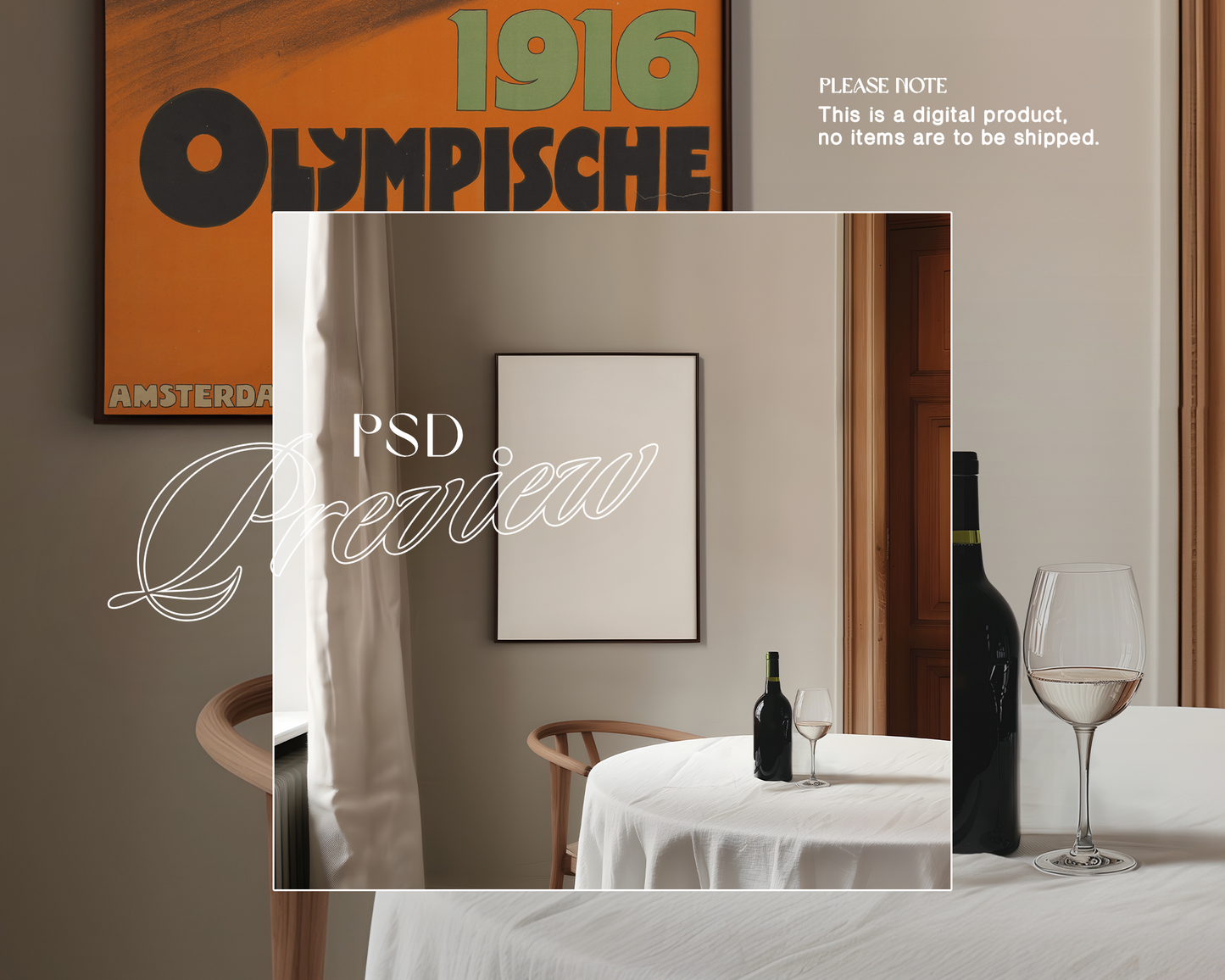 DIN A Black Frame Wine Night Mockup