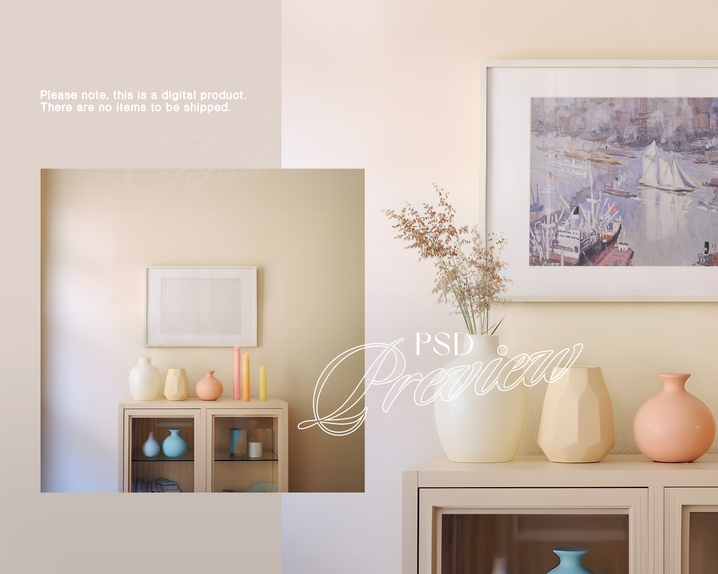 DIN A Landscape Frame Danish Pastel Mockup