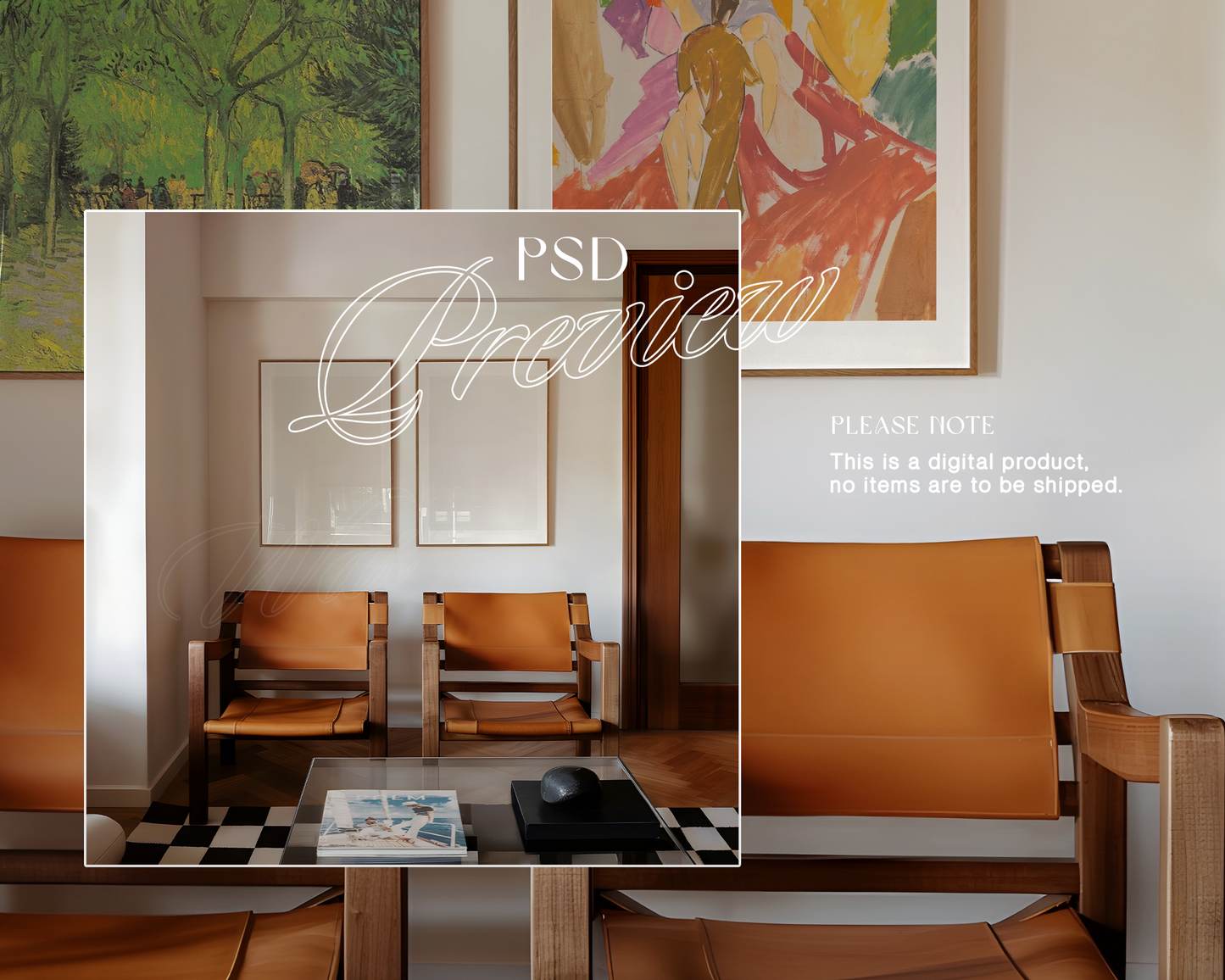 Two Frames in Retro Interior Mockup