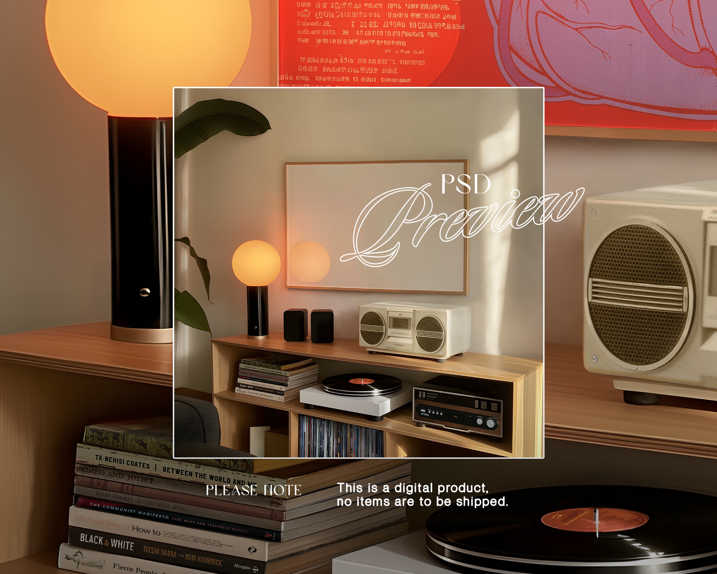 DIN A Large Landscape Frame in Retro Scene Mockup