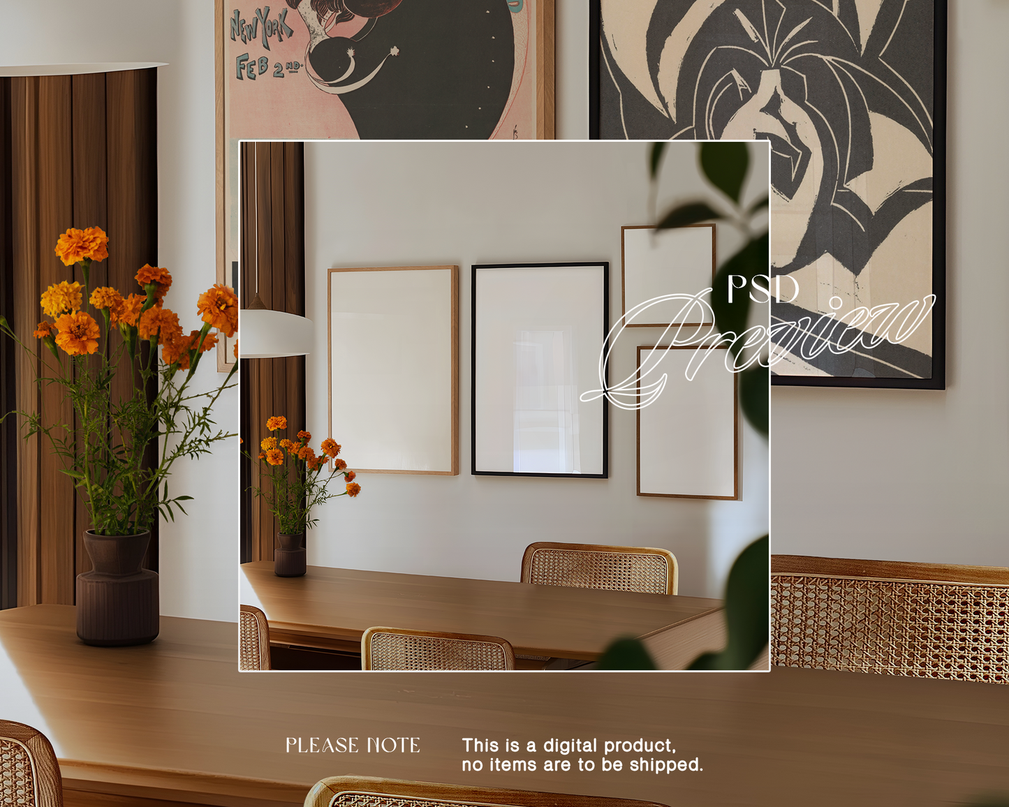 DIN A and 1x1 Gallery Wall Dining Mockup