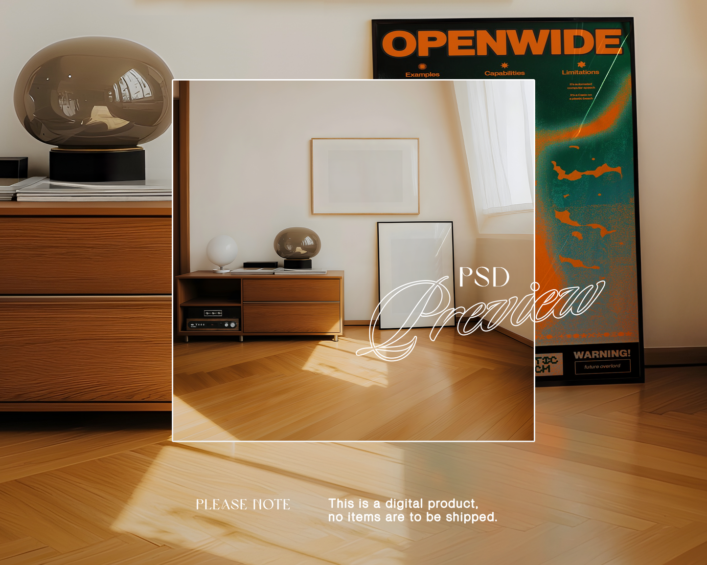 DIN A Horizontal and Vertical Frame in Classic Interior Mockup