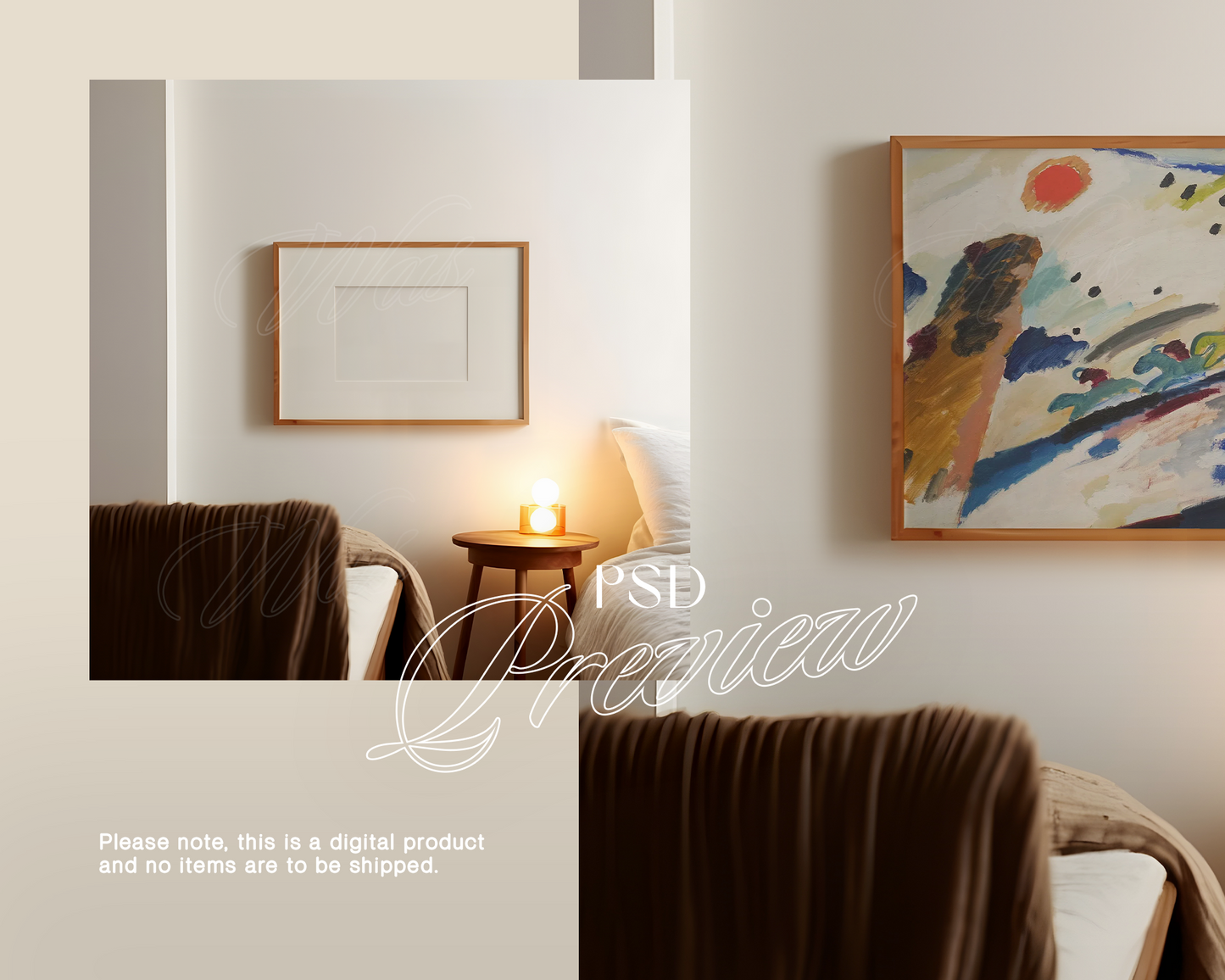 DIN A Wood Landscape Cosy Bedroom Mockup