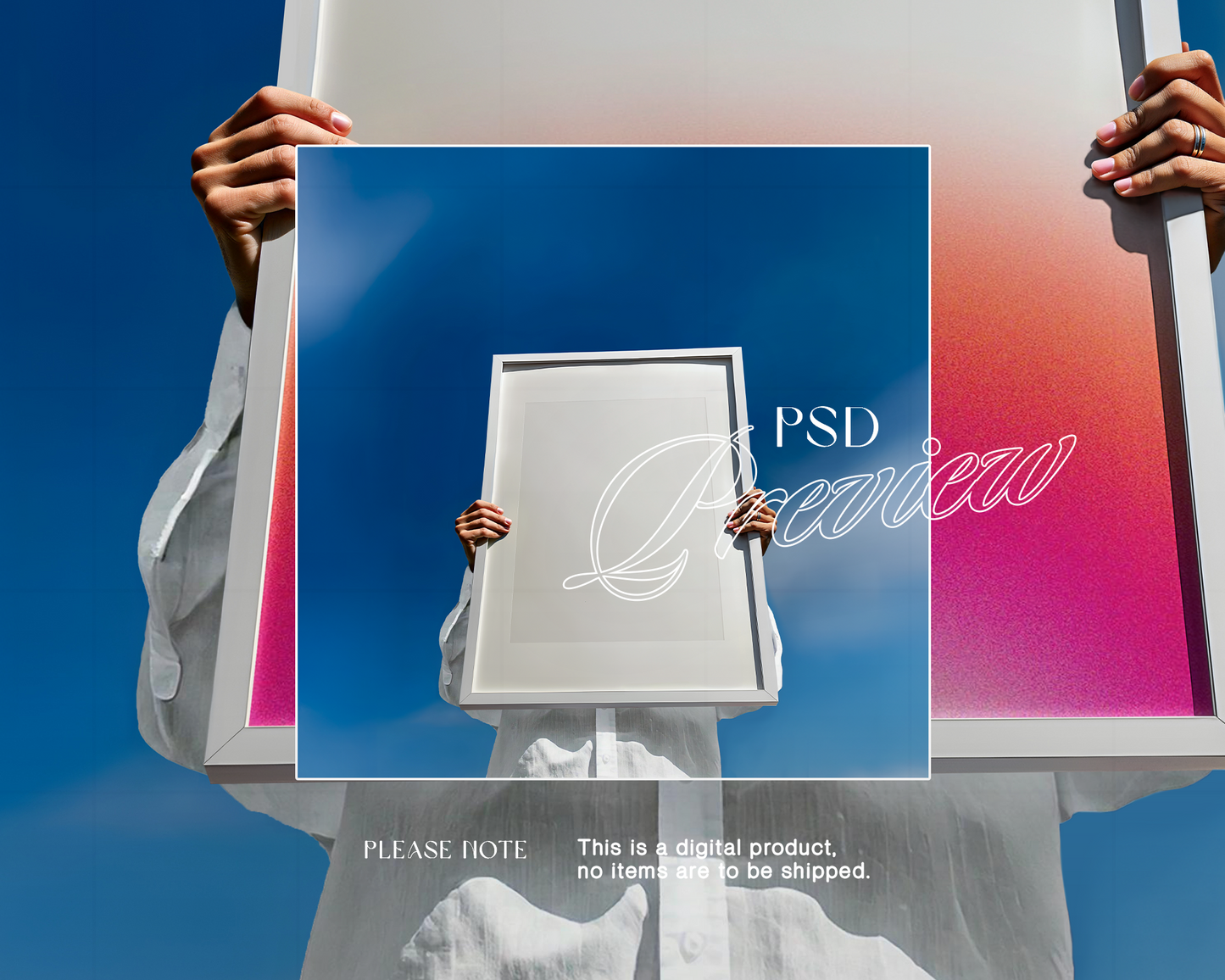 DIN A White Frame Blue Sky Mockup