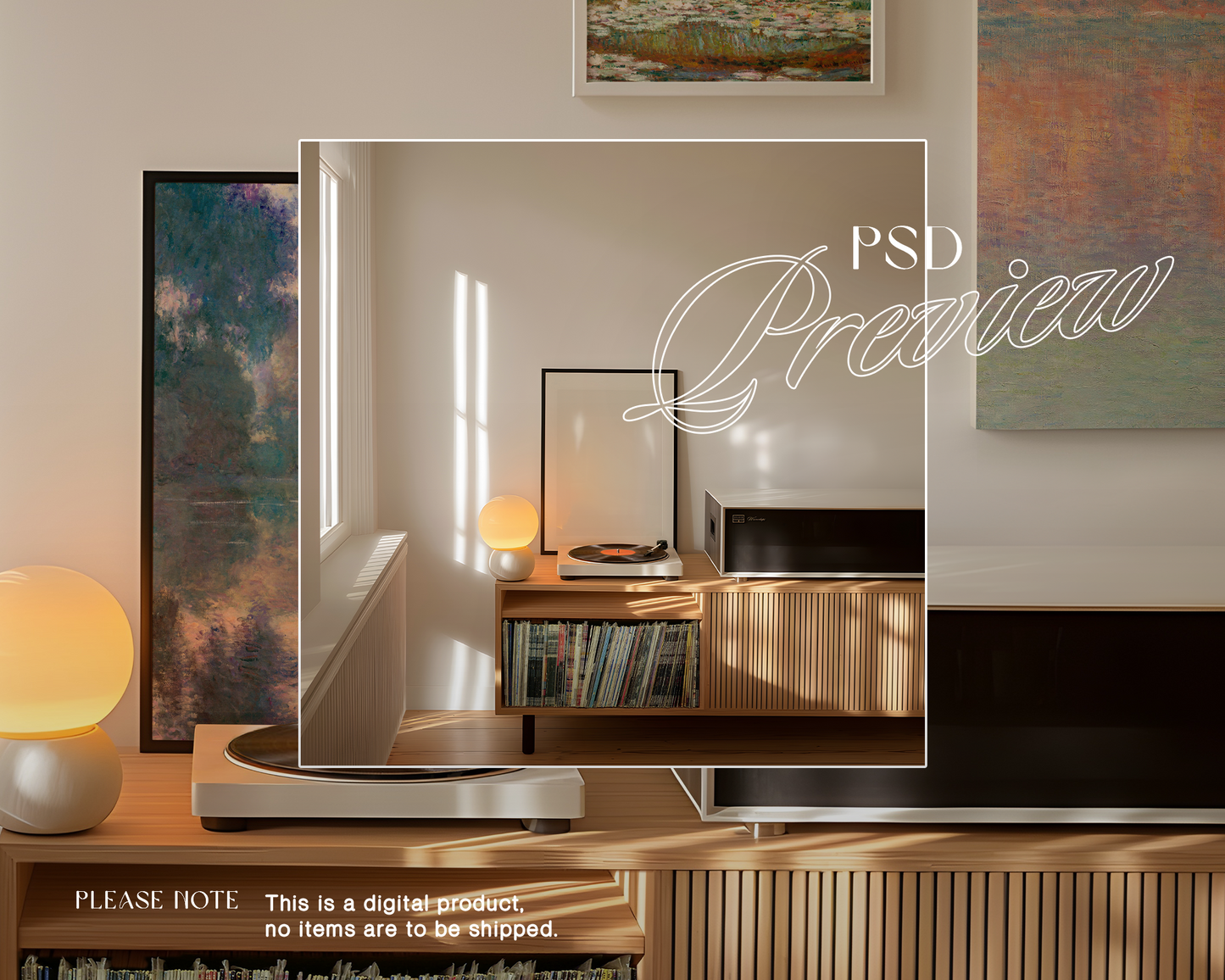 DIN A Vertical Frames Retro Scene Vinyl Player Mockup