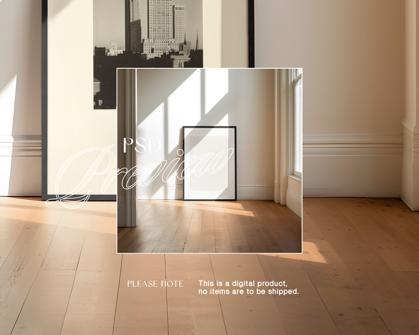 DIN A Black Leaning Frame in Loft Mockup