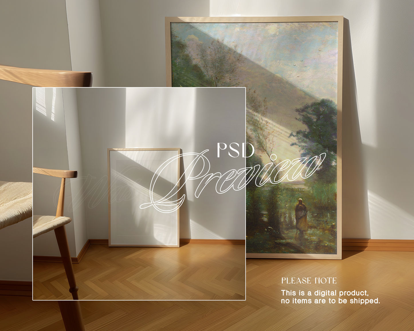 DIN A Leaning Frame with Optional Rug Layer Mockup