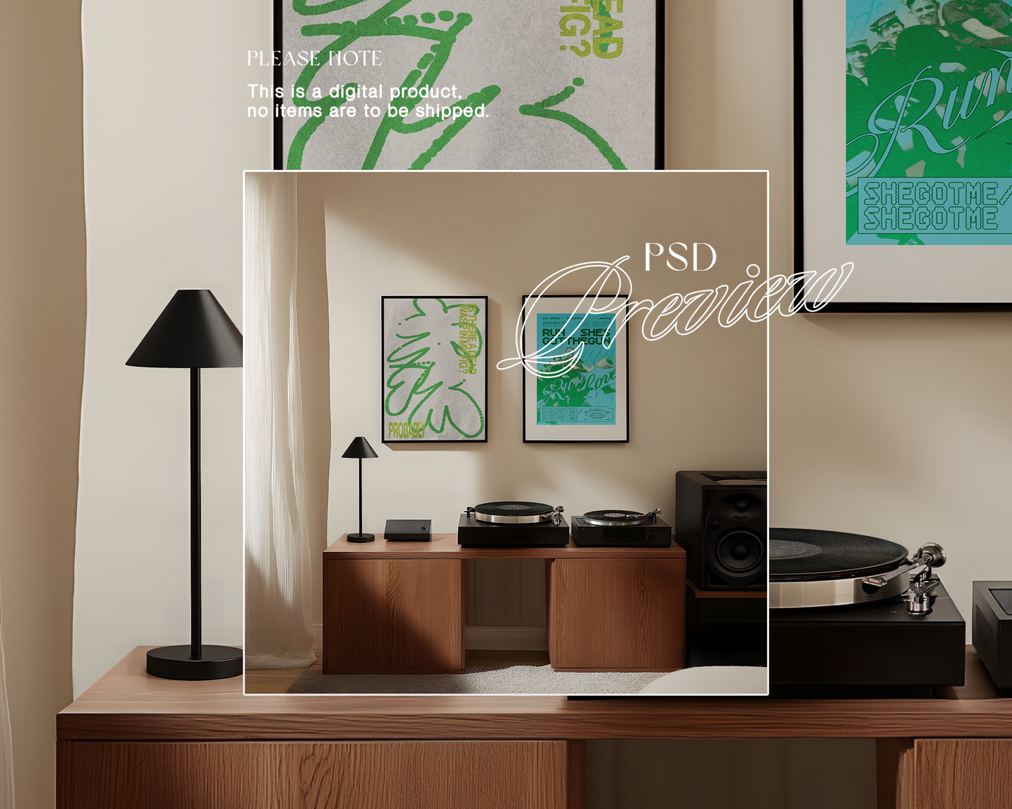 Set of Two Frames Retro Vinyl Scene Mockup