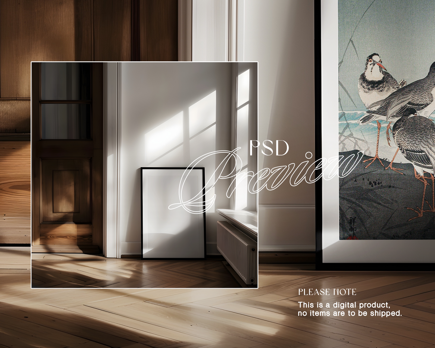 DIN A Black Leaning Frame Sunlit Mockup