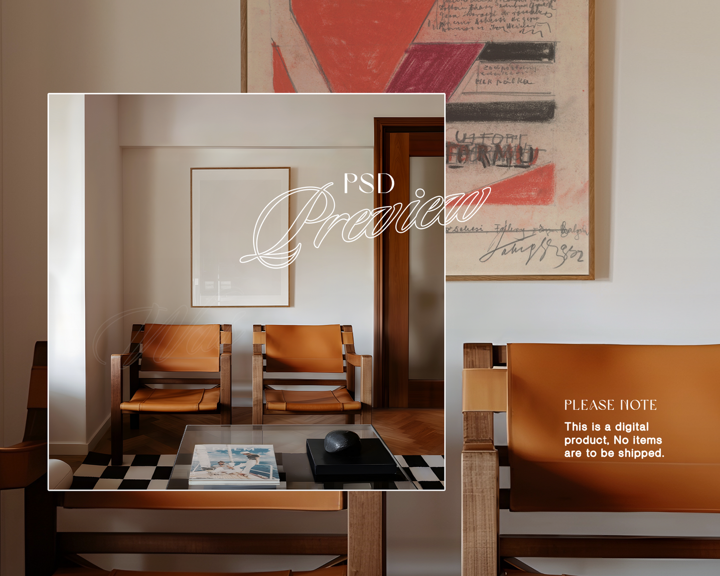 A1 Vertical Frame in Retro Minimalist Interior
