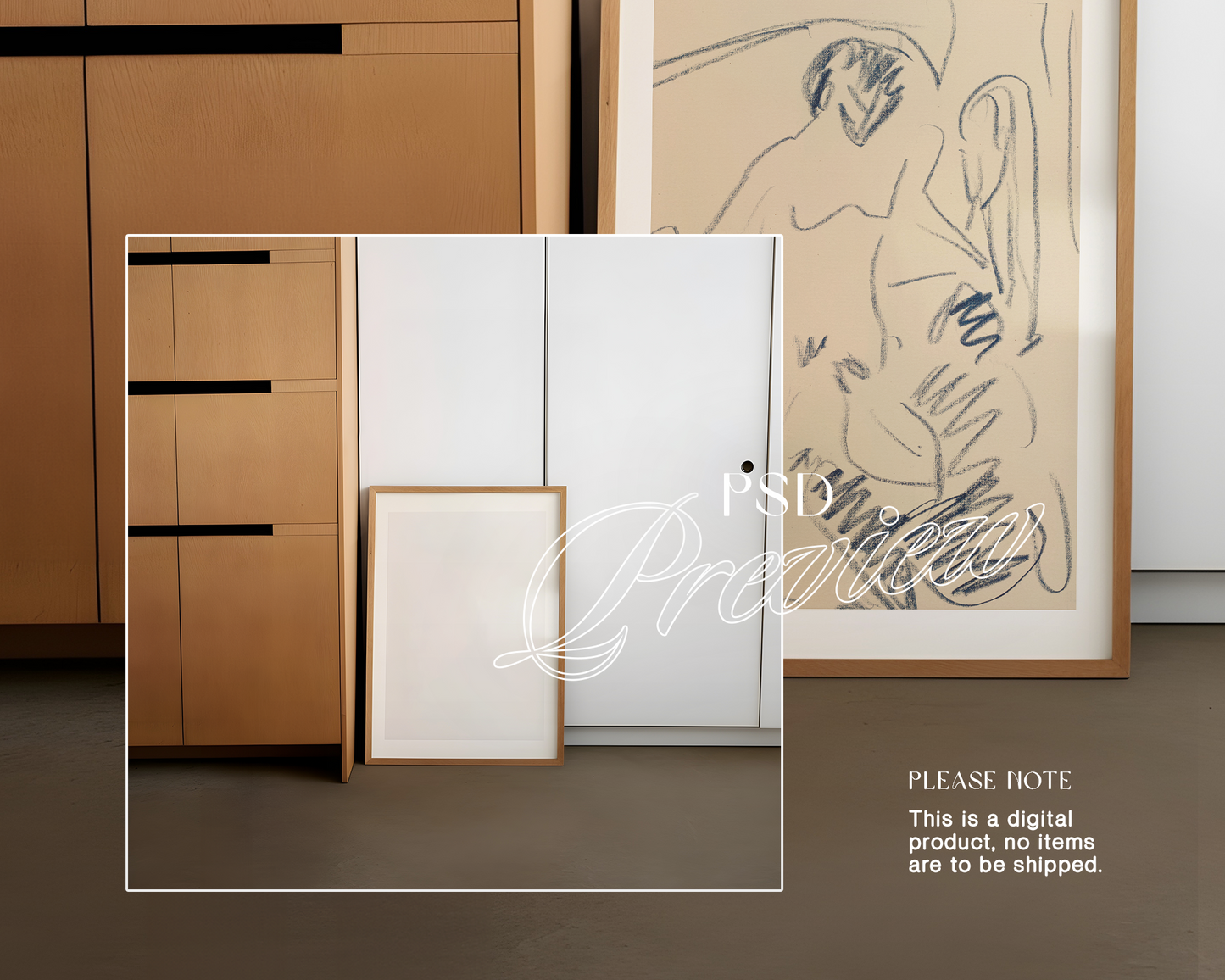 DIN A Wood Frame Home Office Mockup