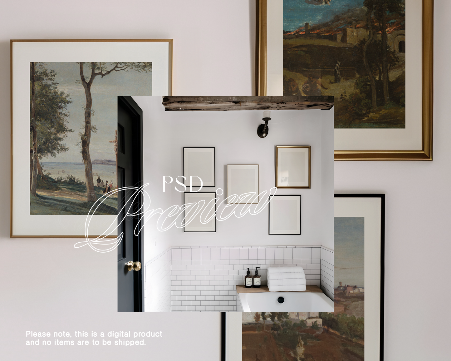 4x5 Frames in Luxury Bathroom Mockup