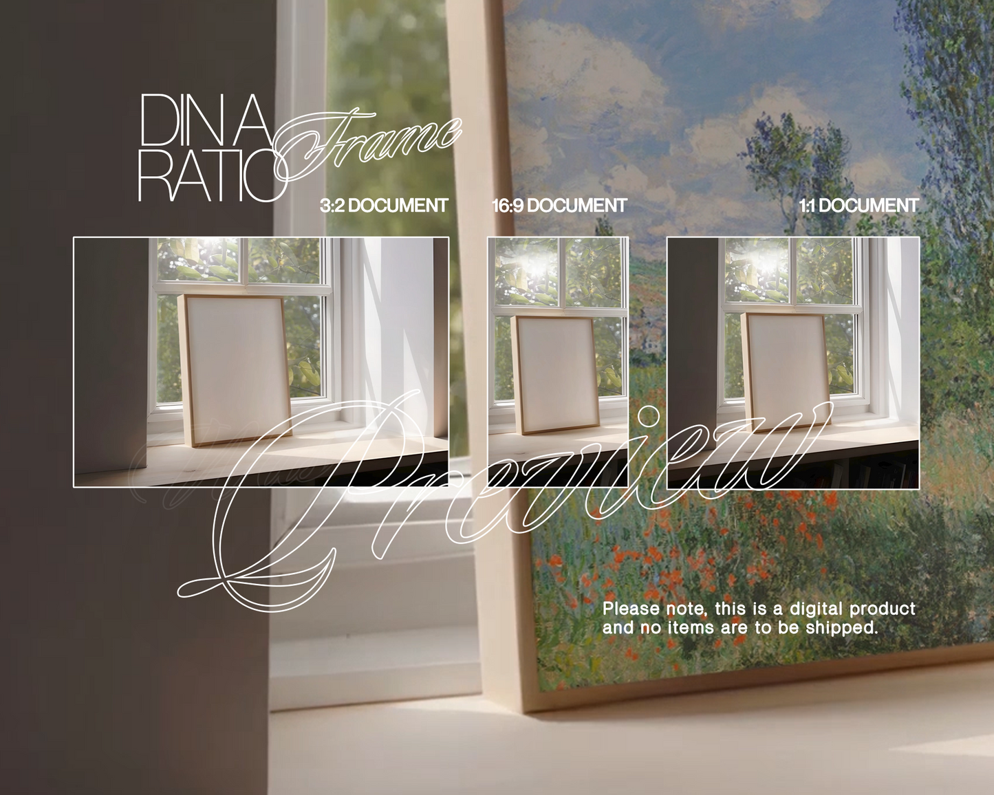 DIN A Frame on Windowsill with Curtain Video Mockup
